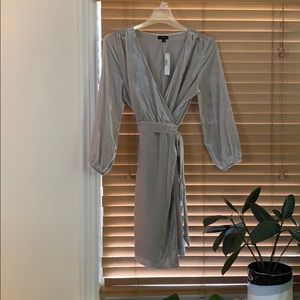 NWT J. Crew Silver Velvet Wrap Dress